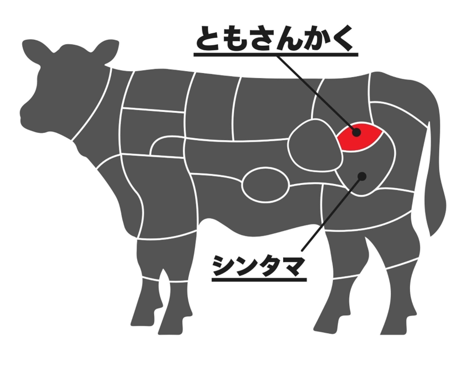 牛のもも肉部位図解（ともさんかく・シンタマ）
